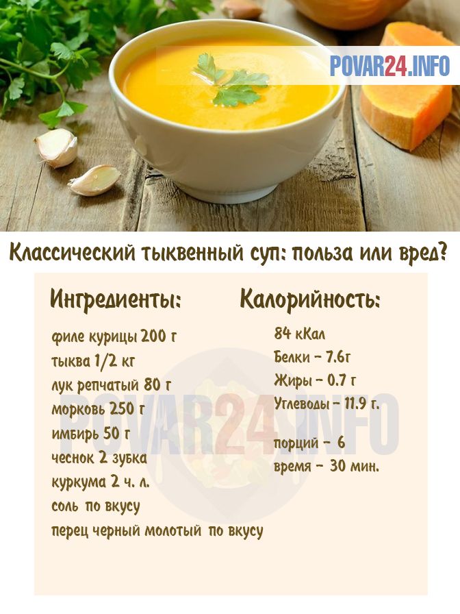 Тыквенный суп-пюре классический - 10 рецептов с фото пошагово