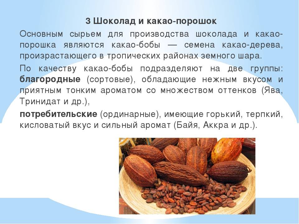 Какао: польза и вред, пищевая ценность, химический состав, калорийность