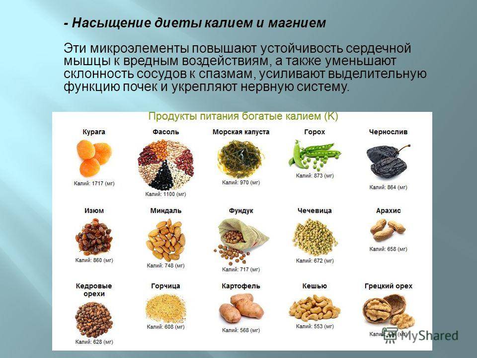 Калий в продуктах питания: таблица, роль в организме | food and health