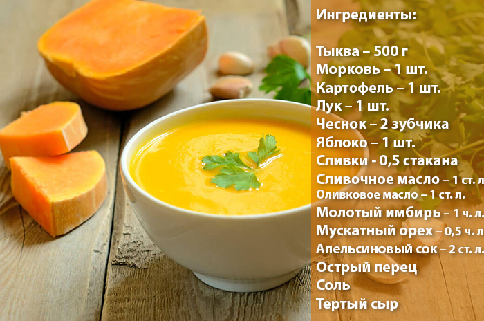 Тыквенный суп пюре для ребенка 1 года: калорийность, польза и вред для годовалого малыша, рецепт постного низкокалорийного и другие простые рецепты супов из тыквы, а также сколько калорий в таком супе
