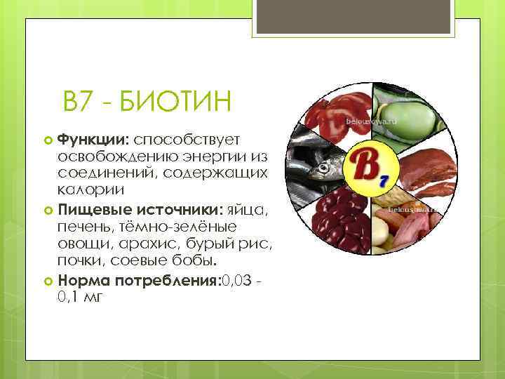 Источники биотина – продукты, где содержится витамин в7