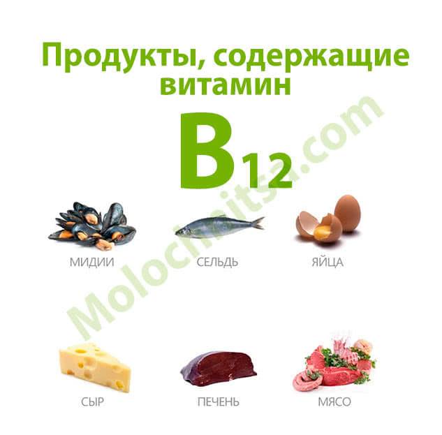 Таблица содержания витамина b12 в продуктах питания